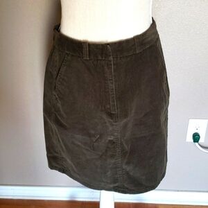 Vintage Covington 100% cotton corduroy army green midi skirt